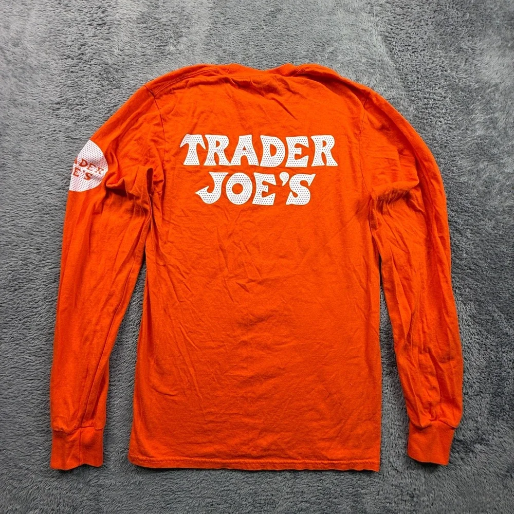 Trader Joe's Crew Employee Work Shirt NWOT Crew Neck Long Sleeve Uni S Orange